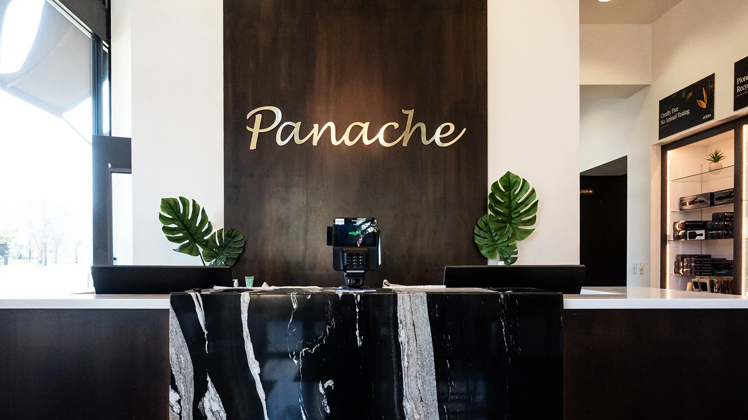 front-lobby-at-Panache-Hair-Salon-&-Day-Spa-in-The-Village-at-Meridian-Idaho-one-stop-beauty-destination-health-and-wellness-award-winning-creative-staff-facials-waxing-manicures-pedicures-luxury-executive-barbershop-haircuts-hair-color-limitless-style