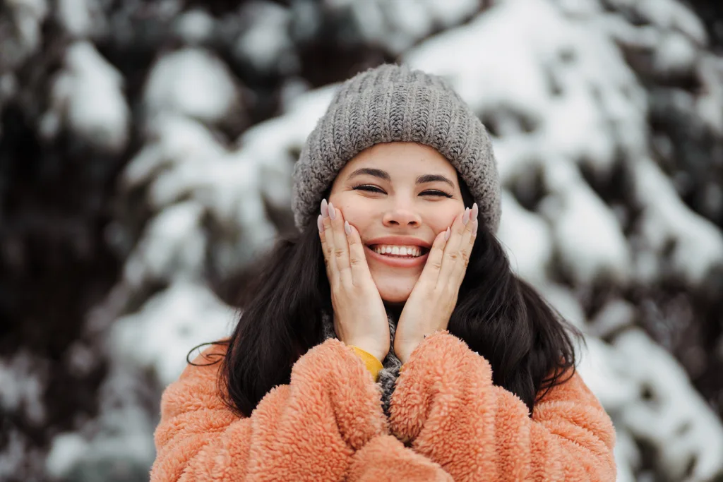 woman-in-winter-showcasing-skincare-routine-in-colder-months-for-Panache-Hair-Salon-and-day-spa-in-Meridian-ID