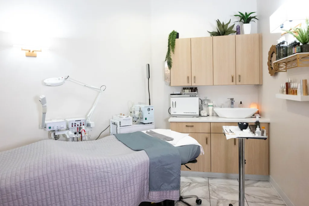 Body waxing and esthetics treatment room at Panache Hair Studio and Day Spa in The Village at Meridian, Idaho.