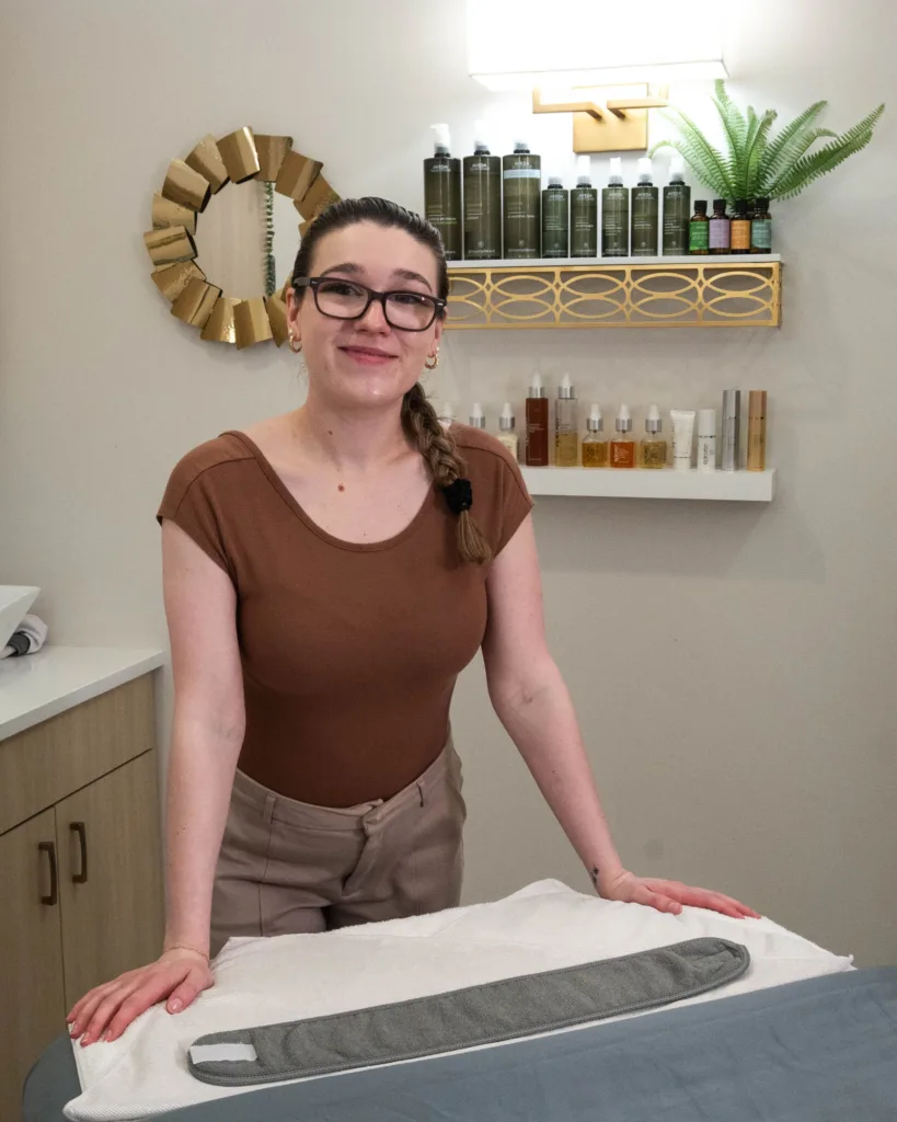 Our licensed esthetician, Brianna who specializes in personalized facials, body waxing, brow tinting, lash lifts and tints at Panache Day Spa in Meridian, ID.