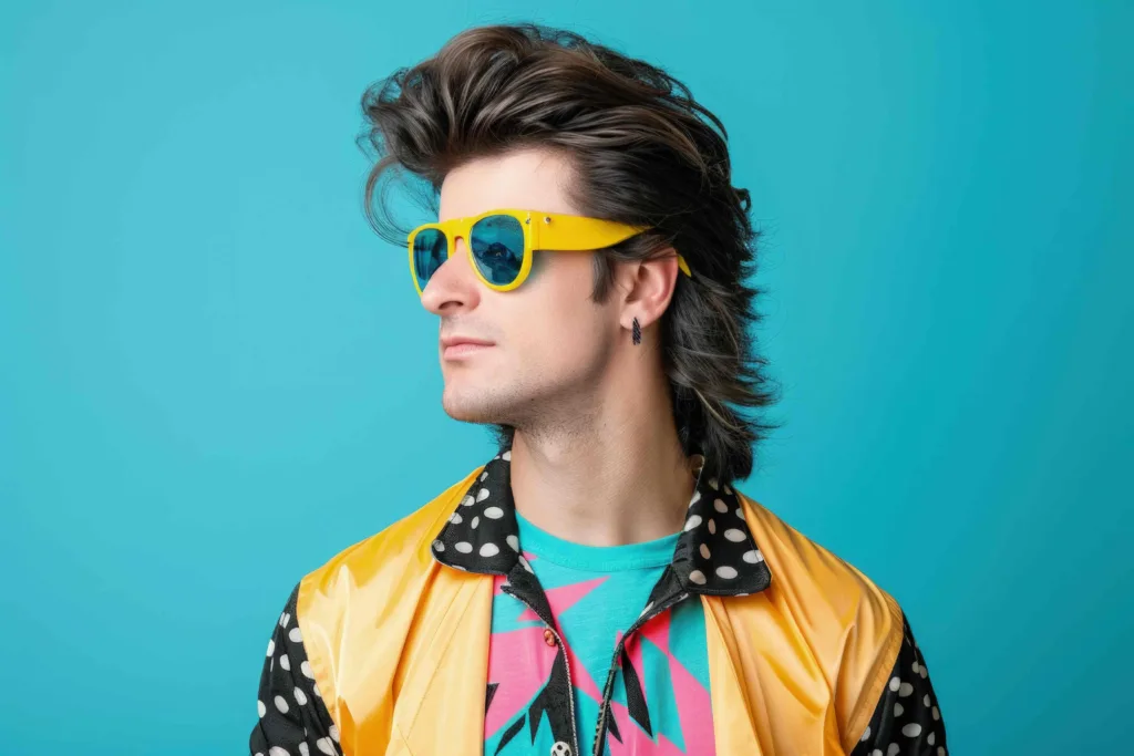 1980s mullet hairstyle. Business in the front, party in the back. A timeless hair fashion expression that has been experiencing a resurrection in modern day hair salons across the USA.